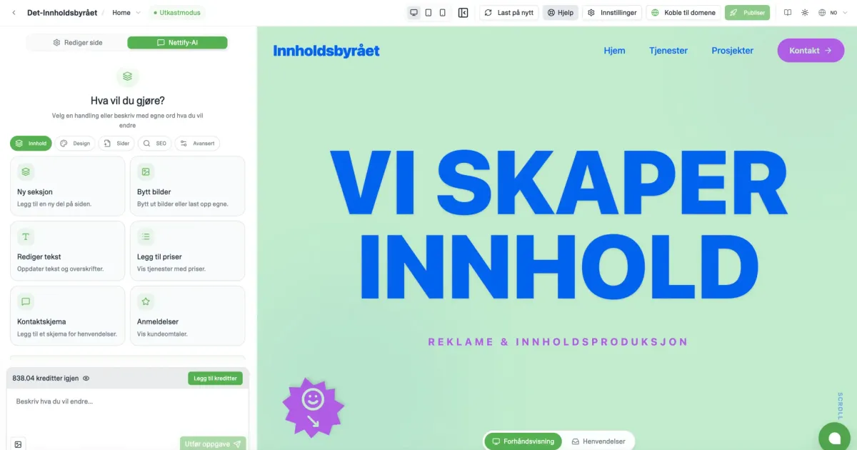 Slik lager du en nettside med KI (kunstig intelligens) – steg for steg