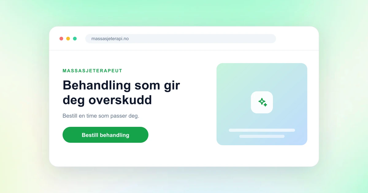 Nettside for massasjeterapeut: booking, priser og gavekort