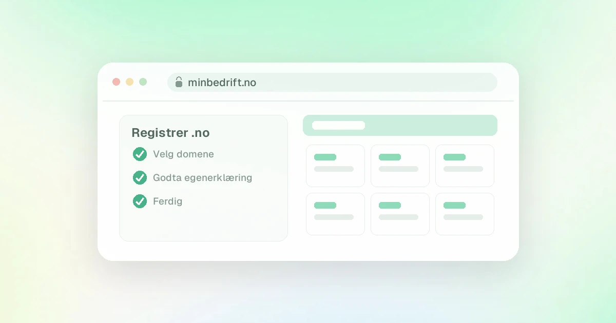 Registrere .no-domene og bygge hjemmeside – samlet på ett sted